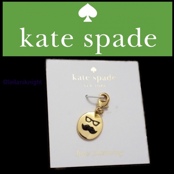 ♠️ Kate Spade 12KGP “How Charming” Black Crystal Mustache Charm